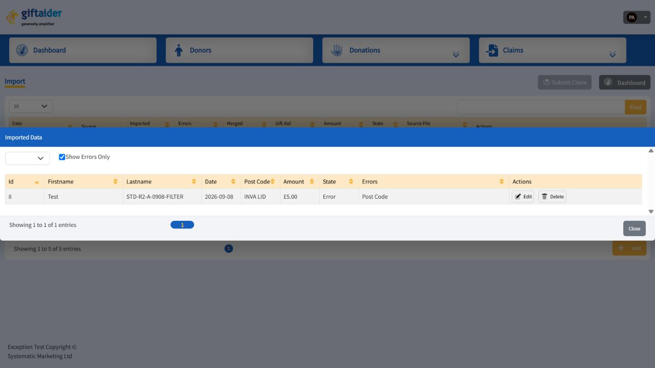 Breeze import batch showing validation errors
